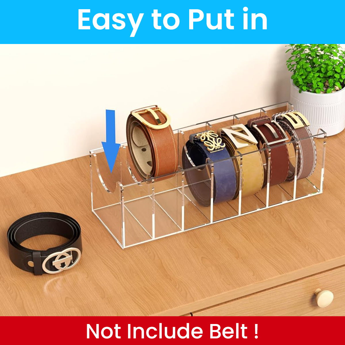 MAYCREATE Belt Organizer, Acrylic 7-Compartments Belt Container Storage Holder, Clear Belt Container Display Holder for Closet Tie and Bow Watch Jewelry Bracelets Ring Cosmetic MAYCREATE Belt Organizer, Acrylic 7-Compartments Belt Container Storage Holder, Clear Belt Container Display Holder for Closet Tie and Bow Watch Jewelry Bracelets Ring Cosmetic